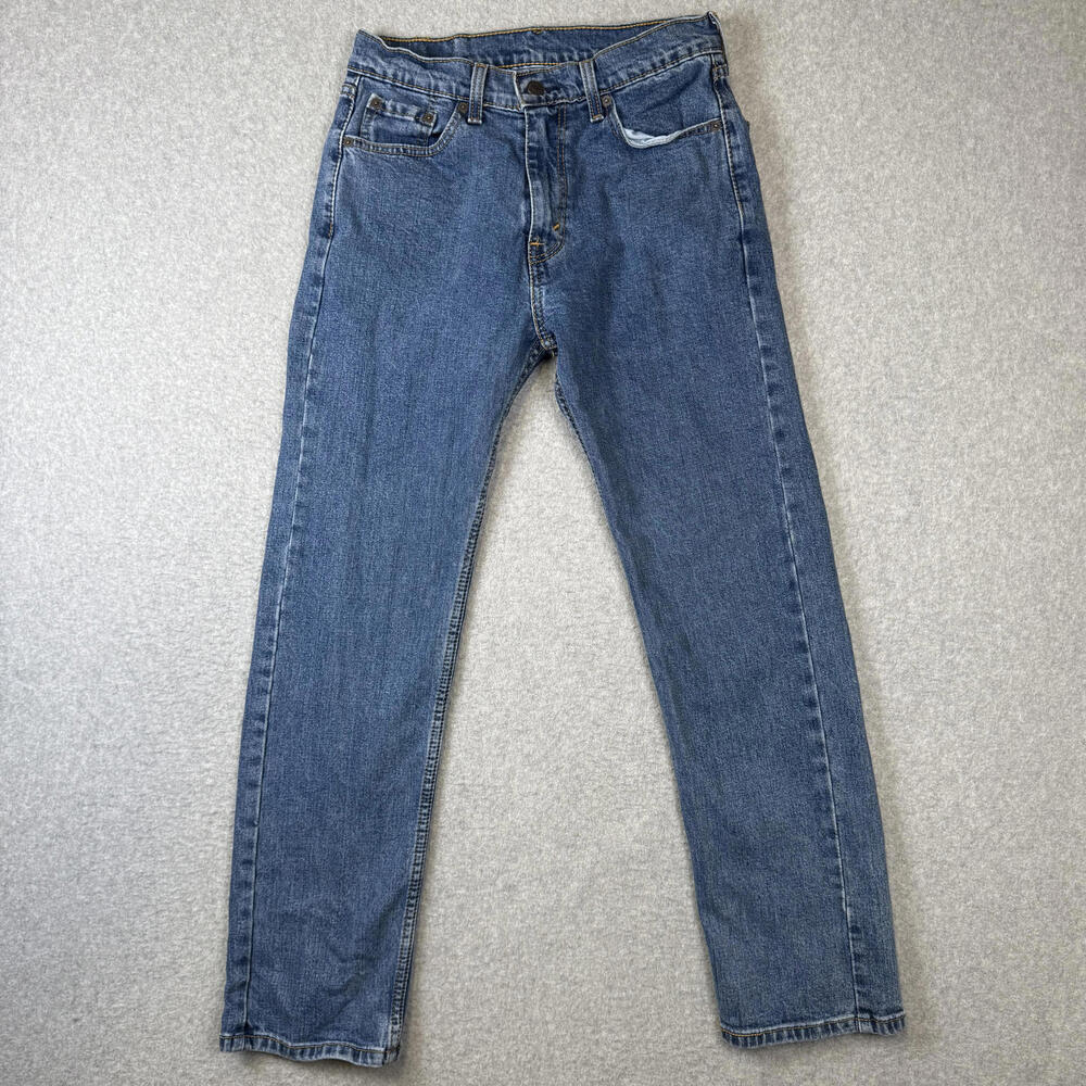 Levi's Men's Size 30x30 505 Straight Relaxed Fit Blue Jeans Ankle Length